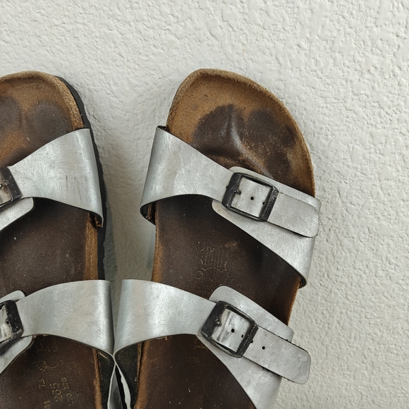 Birkenstock Silver Sandals Papillio Sydney Size 10 Women's Narrow - Picture 9 of 12
